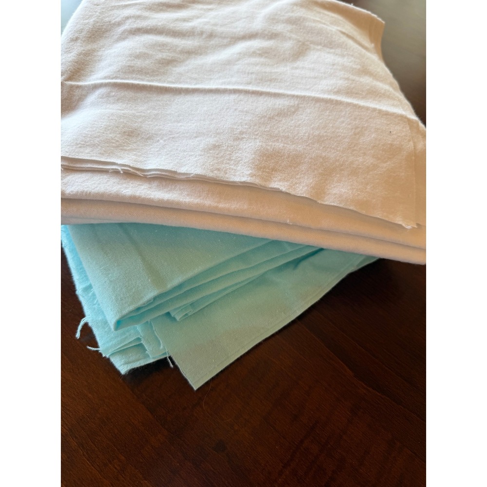 Solid Cotton Flannel Fabric Lot White 2 5/8 Yd Aqua Blue 3 Yd 30 In Sewing